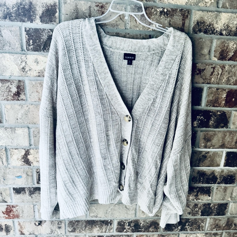 Torrid Women's Heather Gray Button-Up Cardigan